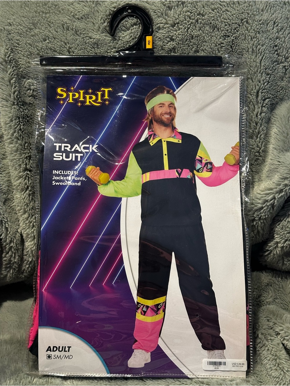Spirit Men’s Retro Neon Track Suit Costume - Black, Pink, Yellow, Green